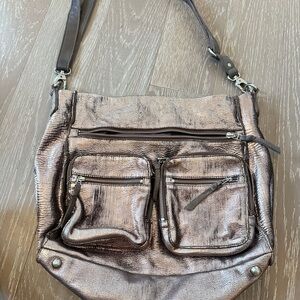 Allsaints Metallic Bay Leather Messenger Bag